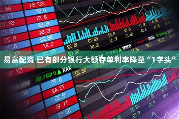 易富配资 已有部分银行大额存单利率降至“1字头”